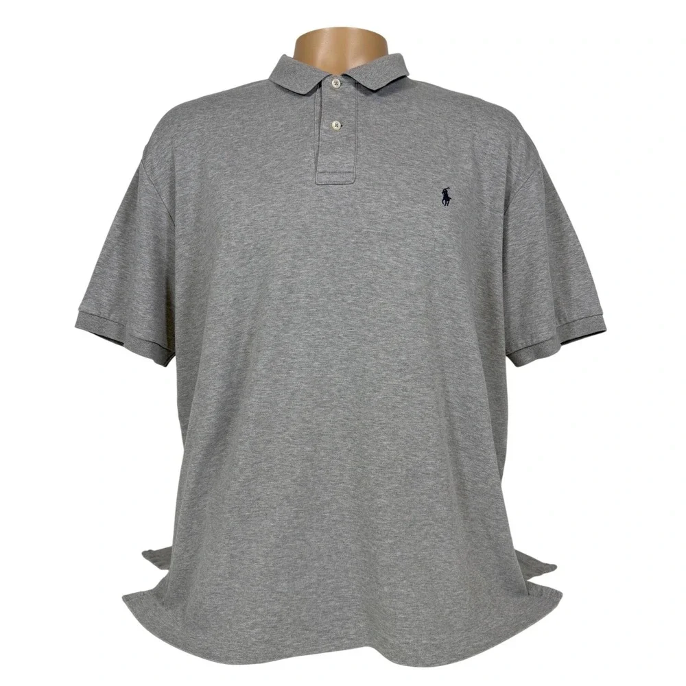 Polo Ralph Lauren Men's XL Heather Gray Cotton Interlock Short Sleeve Polo Shirt